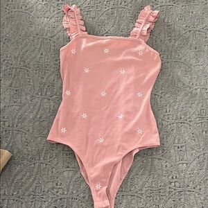 Indie Mae Pink Ruffled Bodysuit